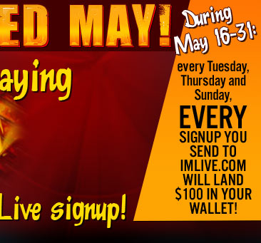 PussyCash is paying $100 for EVERY SINGLE ImLive signup!